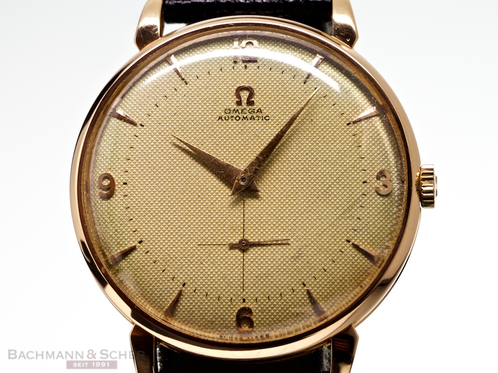 OMEGA Vintage Gentlemans Watch Hammer Automatic 18k Rose Gold Bj-1950