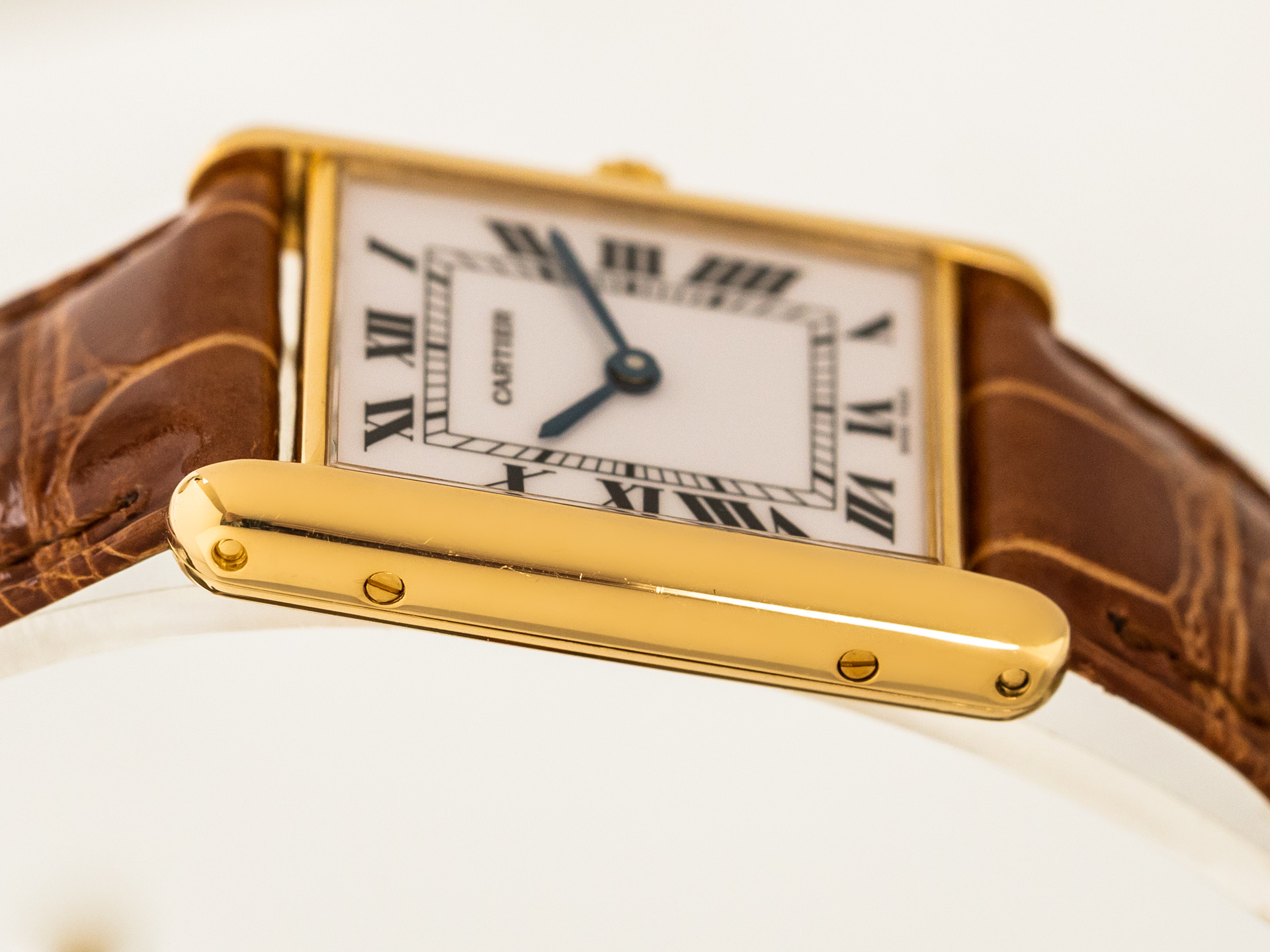 Cartier Tank Louis 2442 W1529856 Womens Quartz Watch Cream Dial 18K YG 22mm