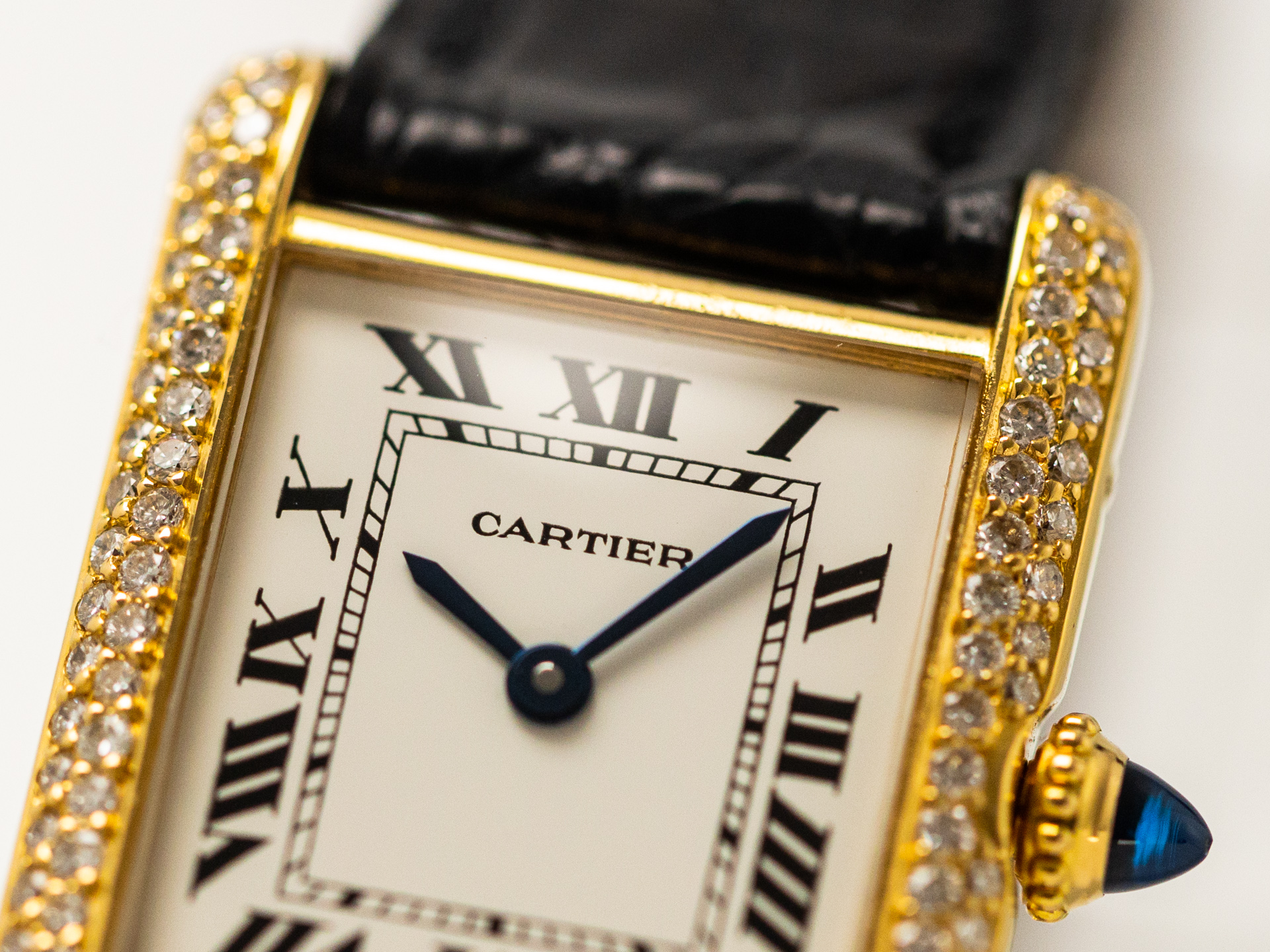 Men's 18K yellow gold 30x24mm Cartier Tank Louis Cartier manual winding  watch with smooth bezel, white flat d…