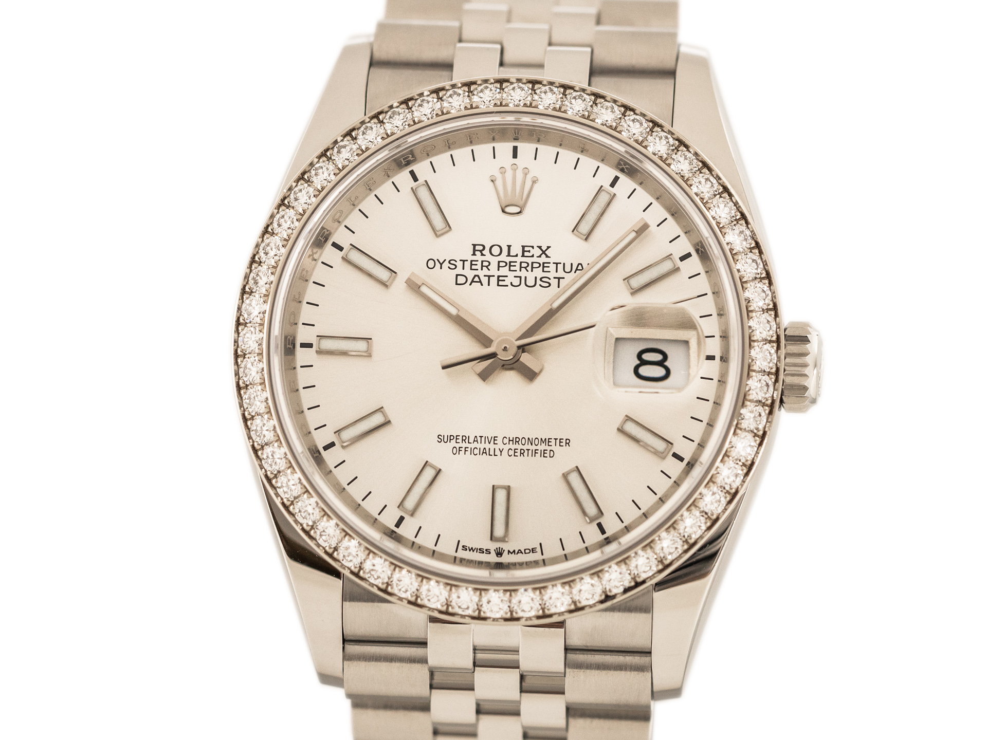 ROLEX DATEJUST Ref 12628RBR Stainless Steel Diamond Bezel Jubilee