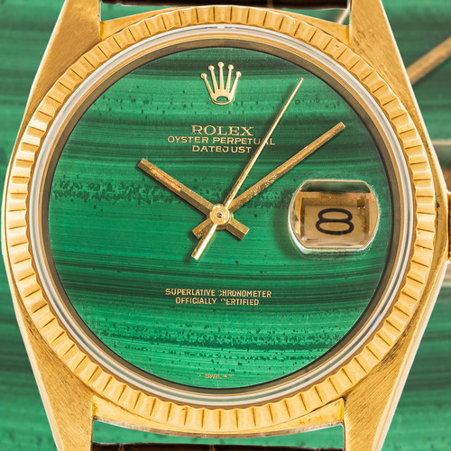 The malachite dial is one of Rolex‘s most beautiful executions of precious stone dials. The individuality and rareness...